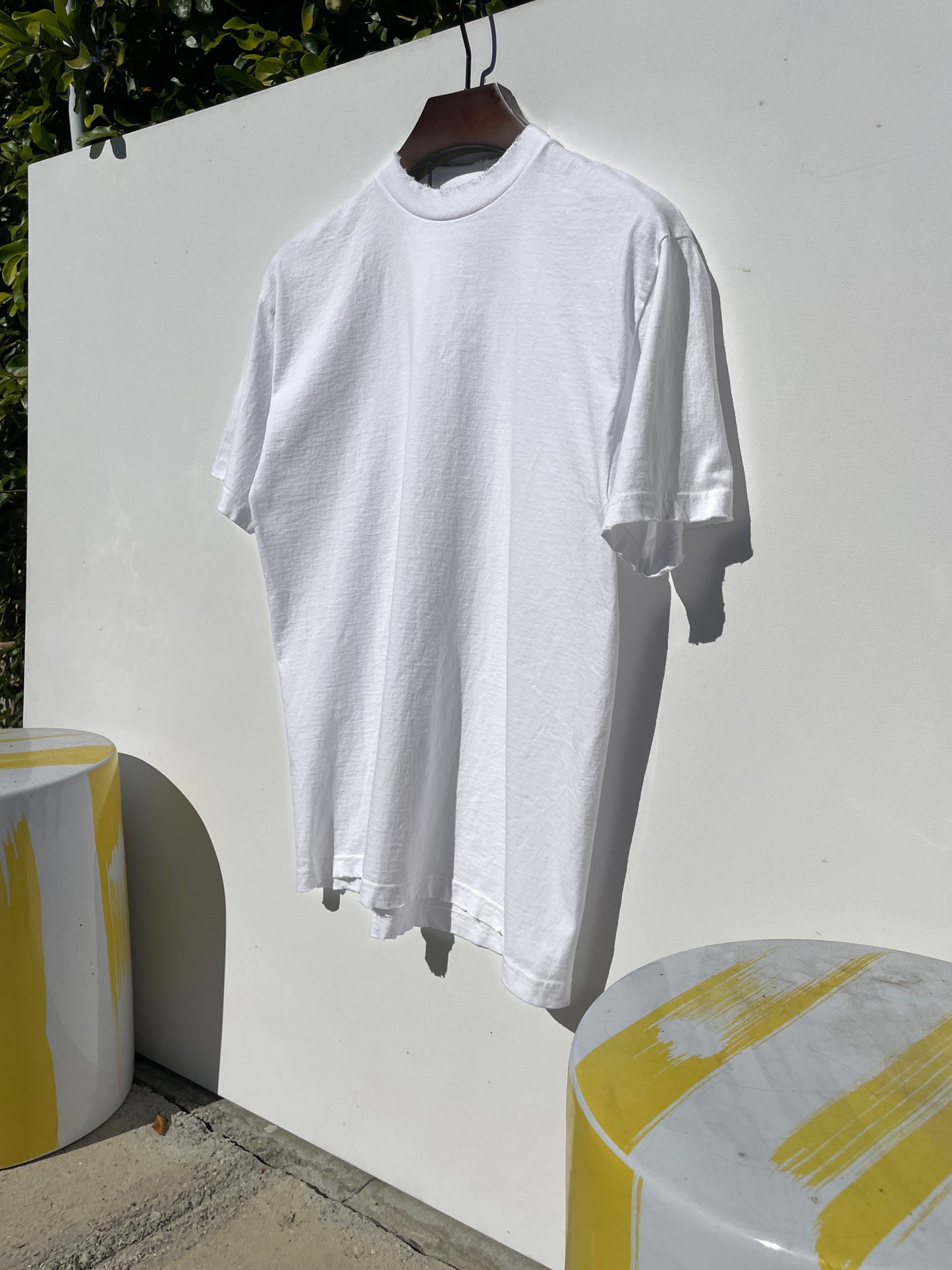 Sixelar hand distressed White t-shirt Blanks for a genuine vintage look