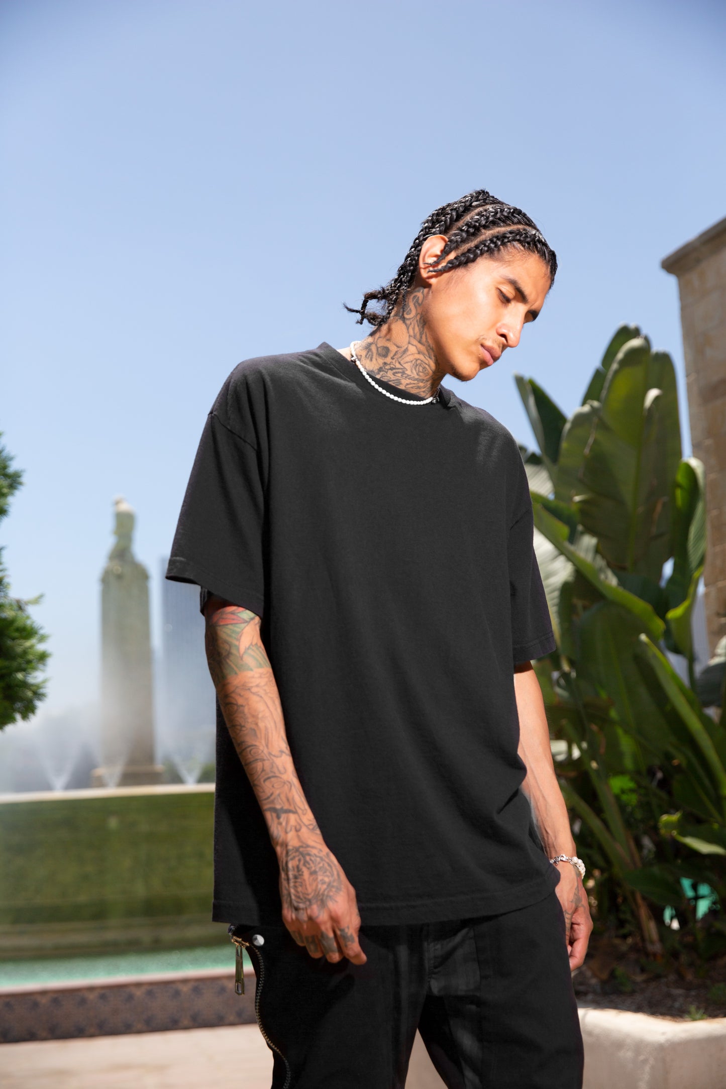 Sixelar BASE Black T-Shirt blank lifestyle shot.