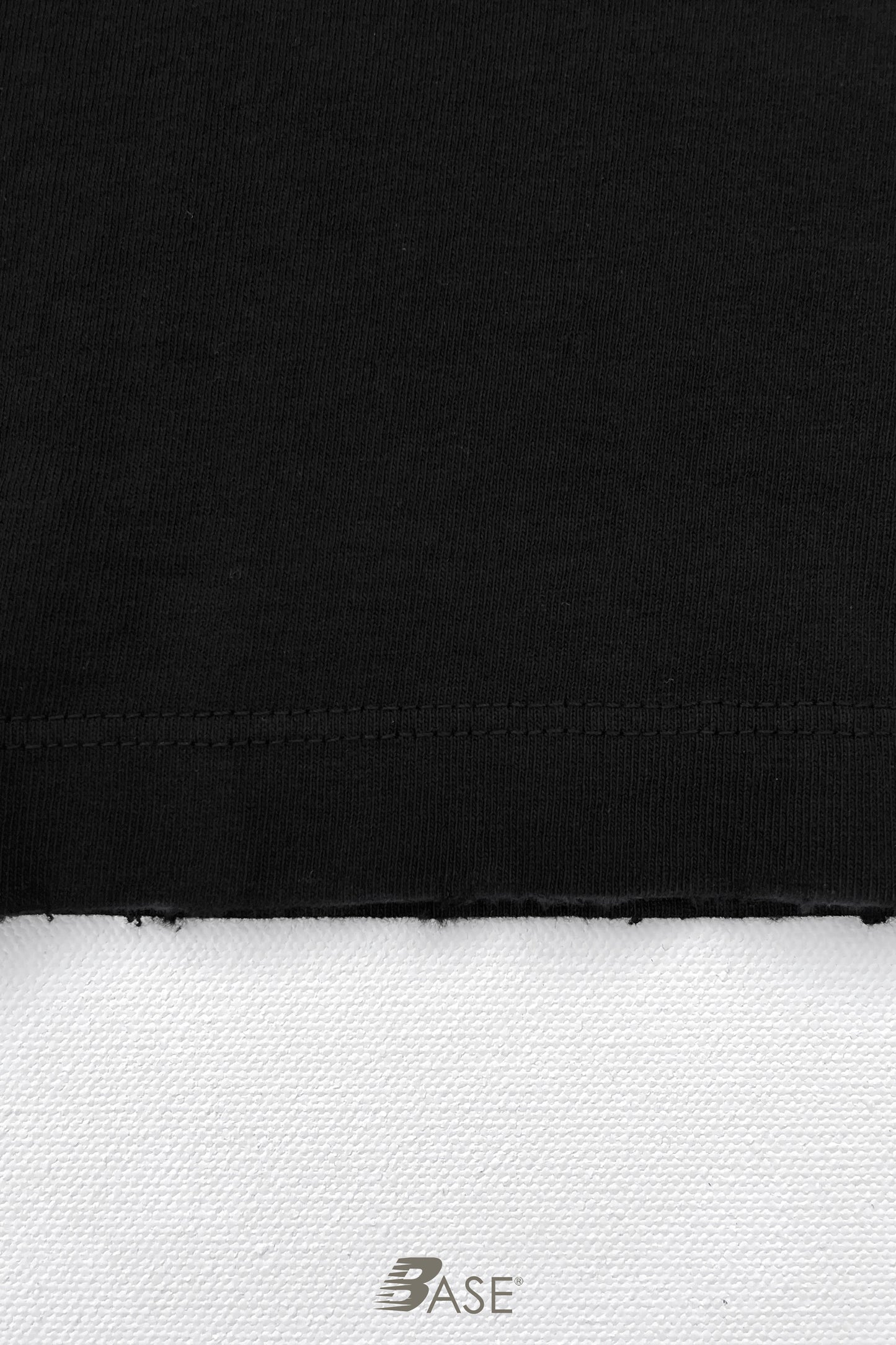 Sixelar BASE Black T-Shirt blank hem detail.