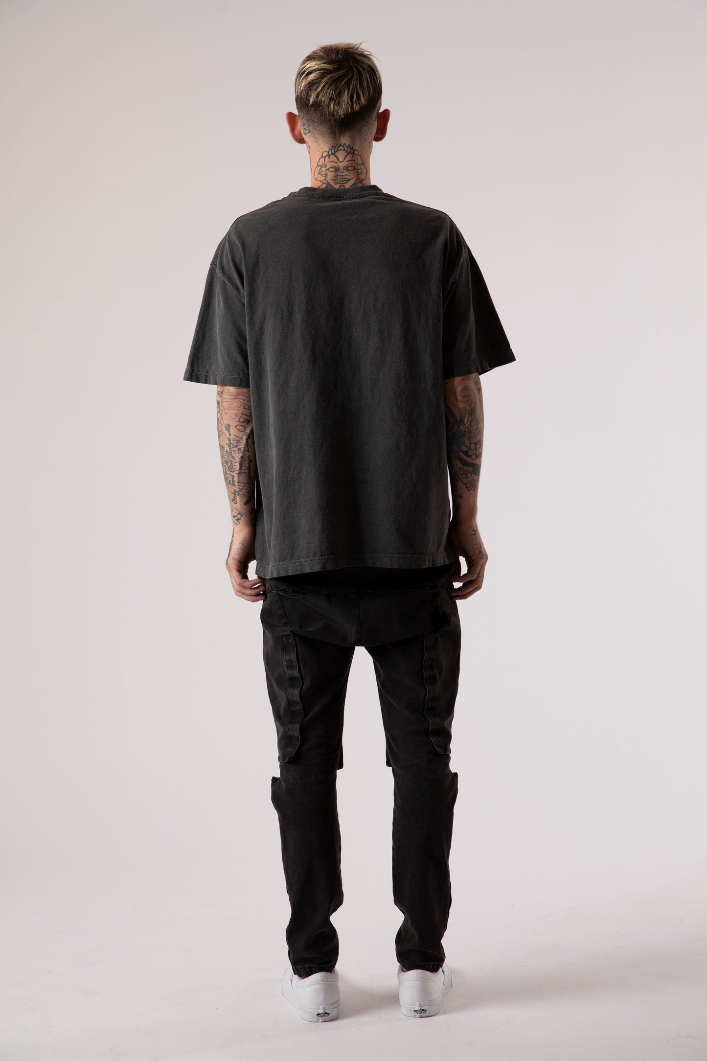 Sixelar hand distressed Charcoal t-shirt Blanks for a genuine vintage look