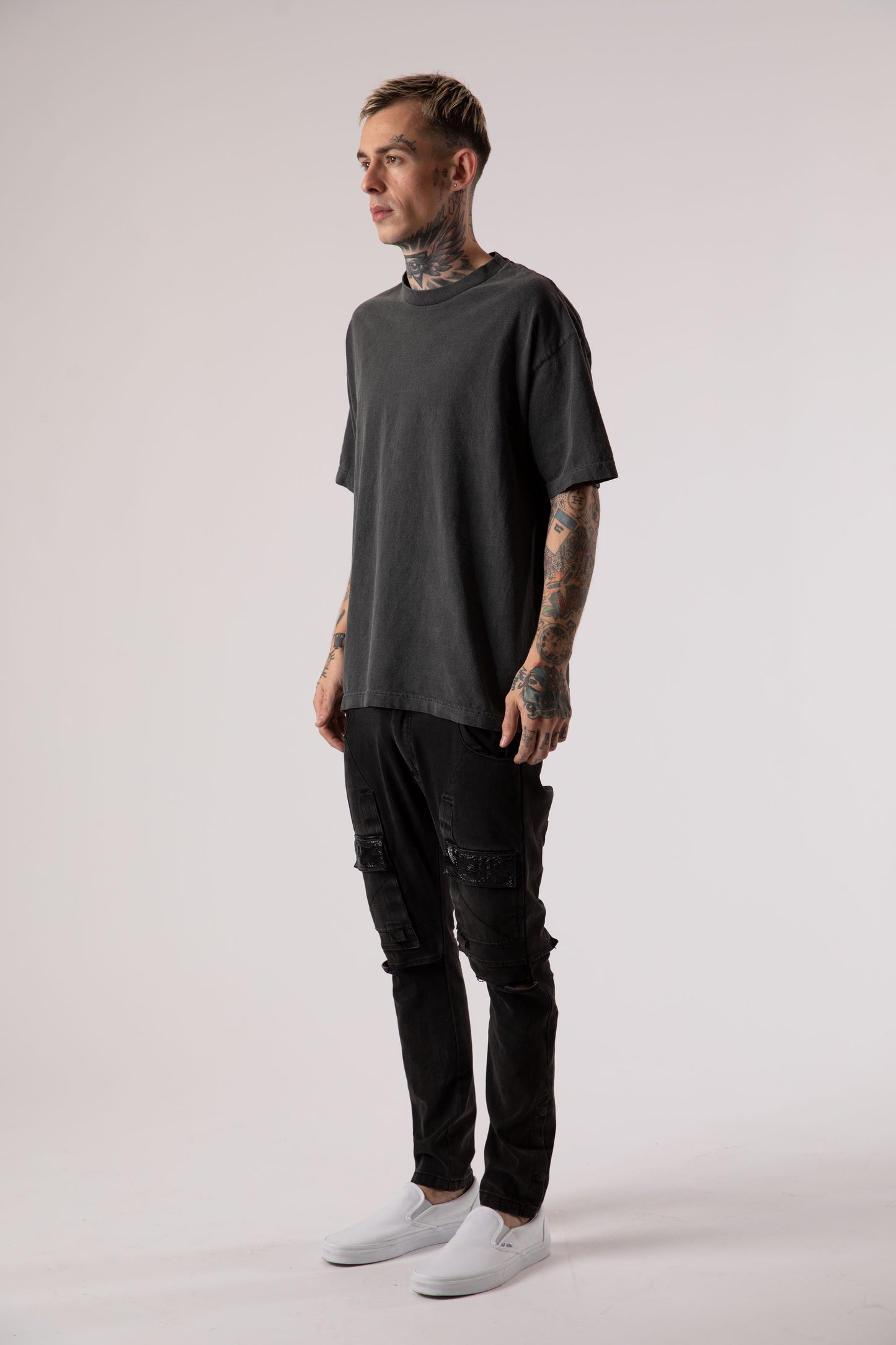 Sixelar BASE charcoal t-shirt garment dyed blank. The Best streetwear T-Shirt made in LA