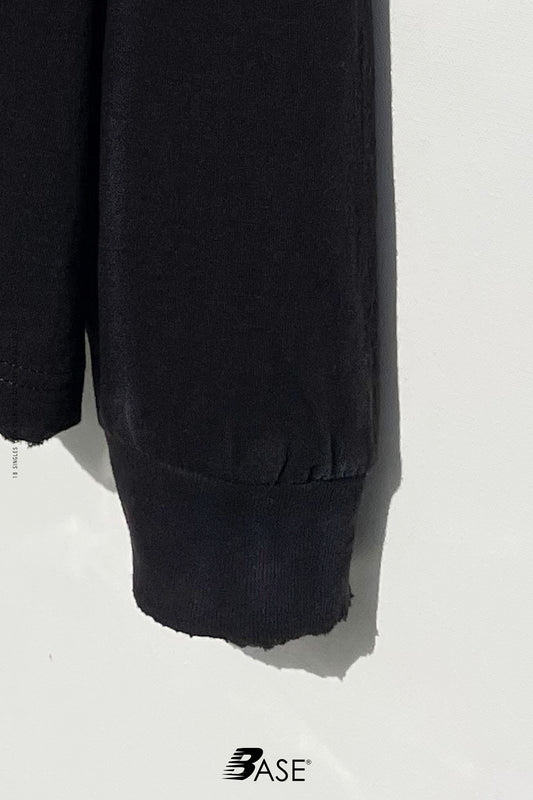 Sixelar Distressed Long sleeve Black blank t-shirt. Luxury Blank tees