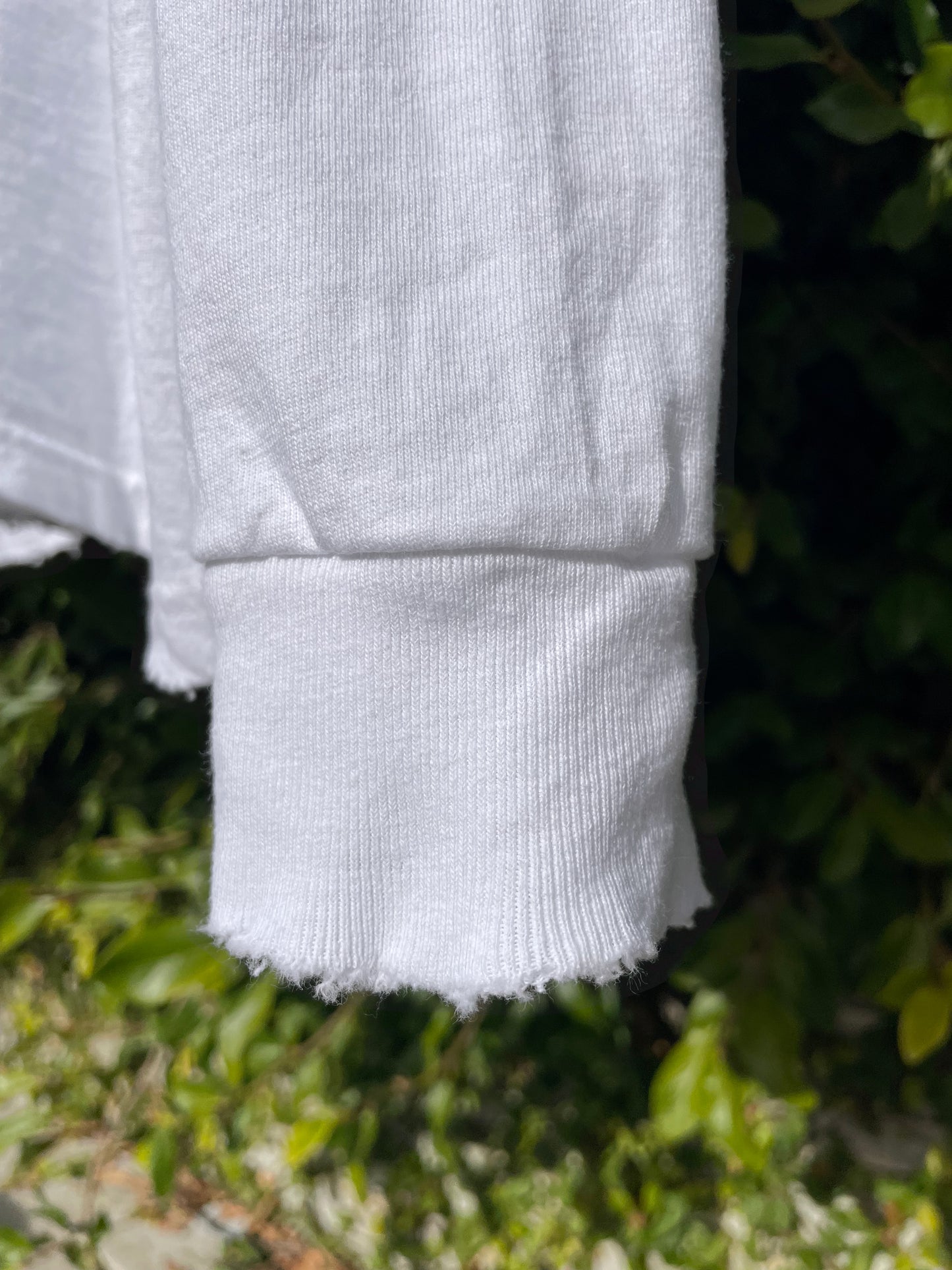 Sixelar Distressed Long sleeve white blank t-shirt. Luxury Blank tees