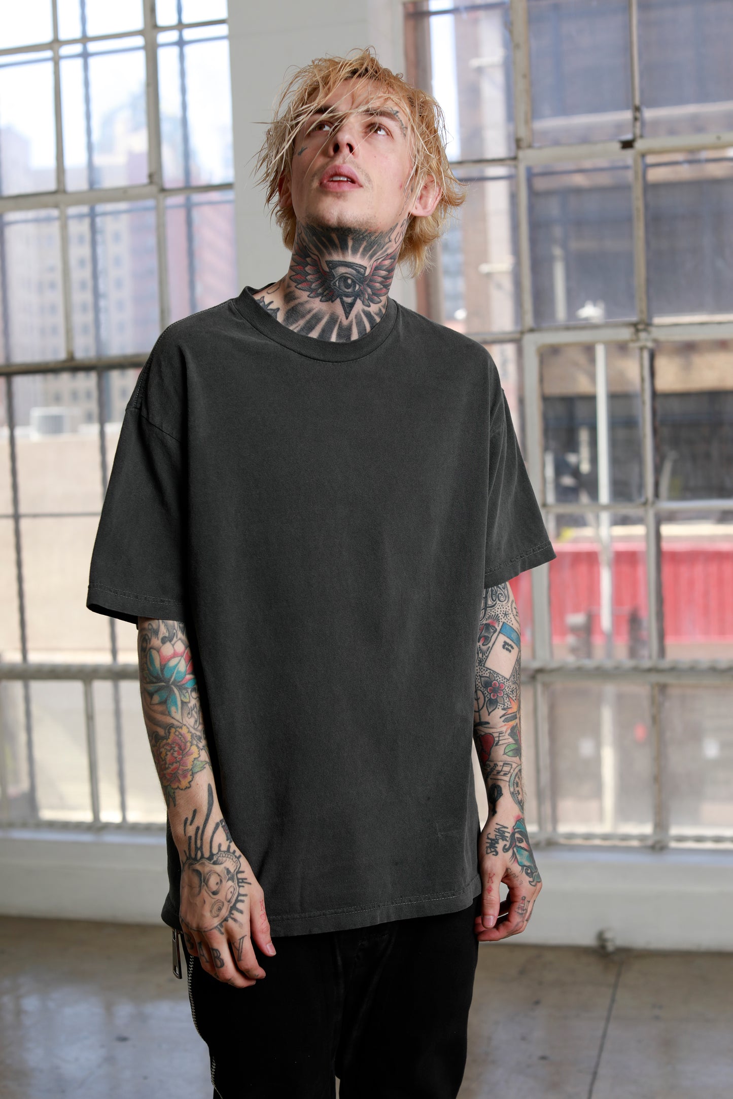 Sixelar BASE charcoal t-shirt garment dyed blank. The Best streetwear T-Shirt made in LA