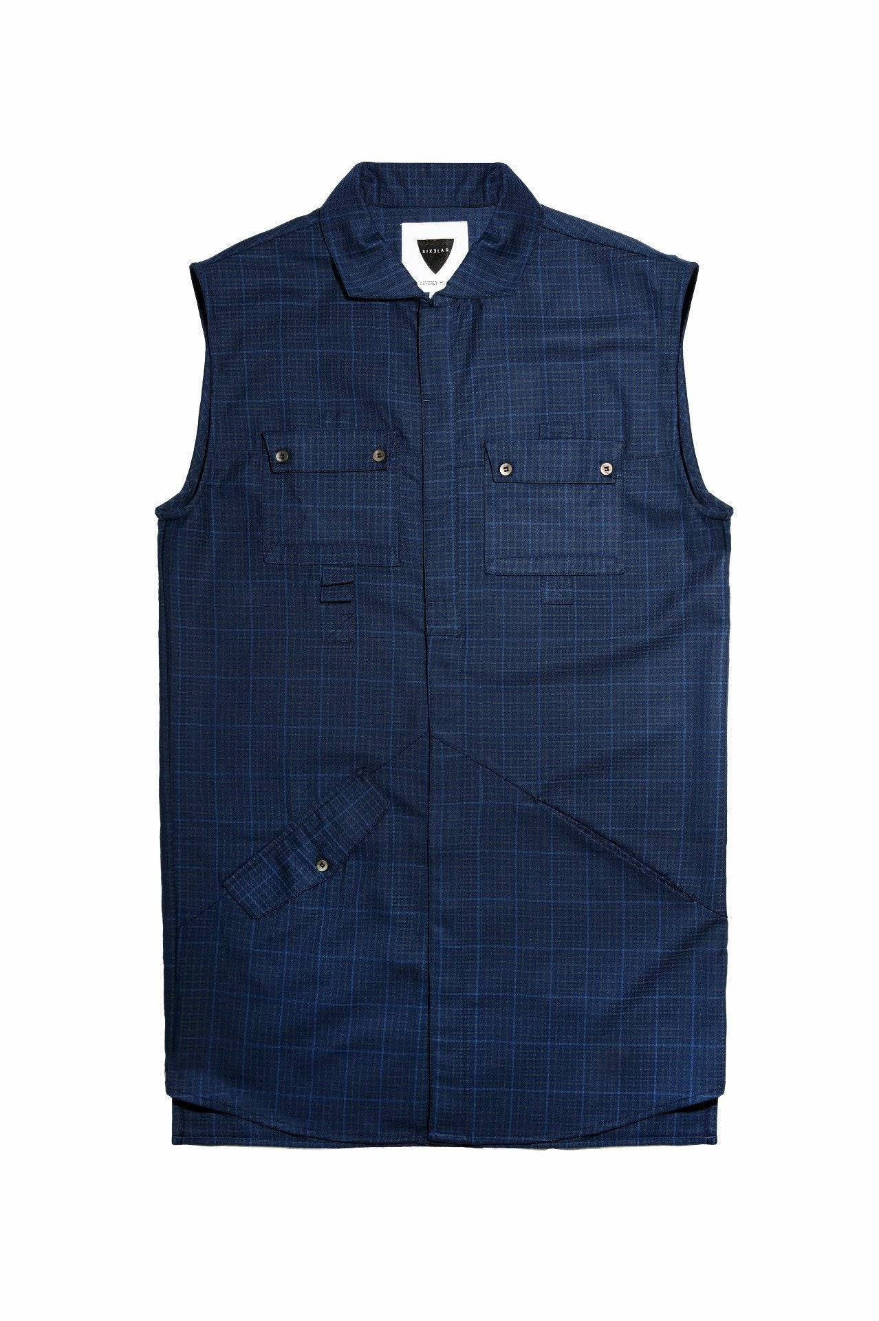 LAUREL PLAID SLEEVELESS SHIRT - SIXELAR