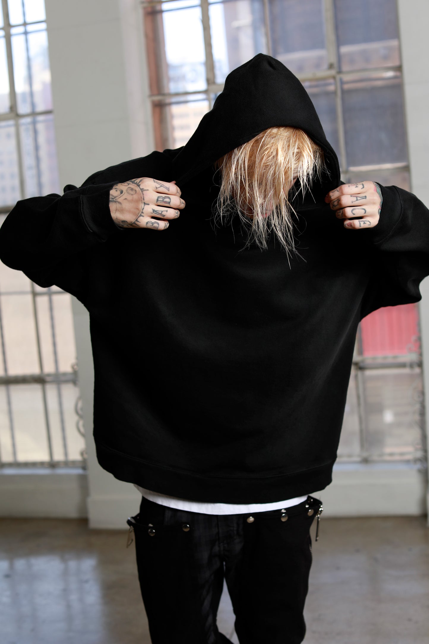 Sixelar MIDNIGHT Heavyweight Blank Hoodie lifestyle shot