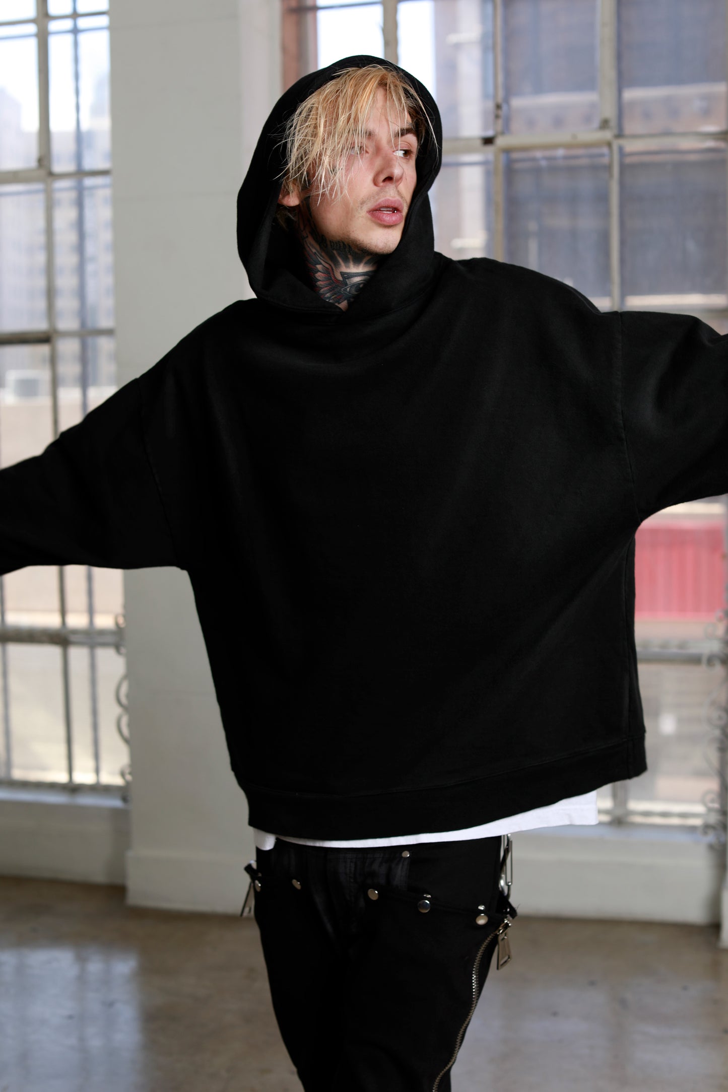 Sixelar MIDNIGHT Heavyweight Blank Hoodie lifestyle shot