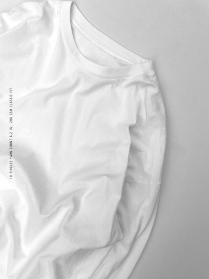 Sixelar Long sleeve White blank t-shirt. Sleeve detail