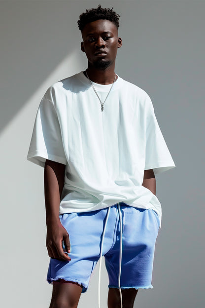 Sixelar Raw edge Blue Heavyweight Sweat pants and Shorts