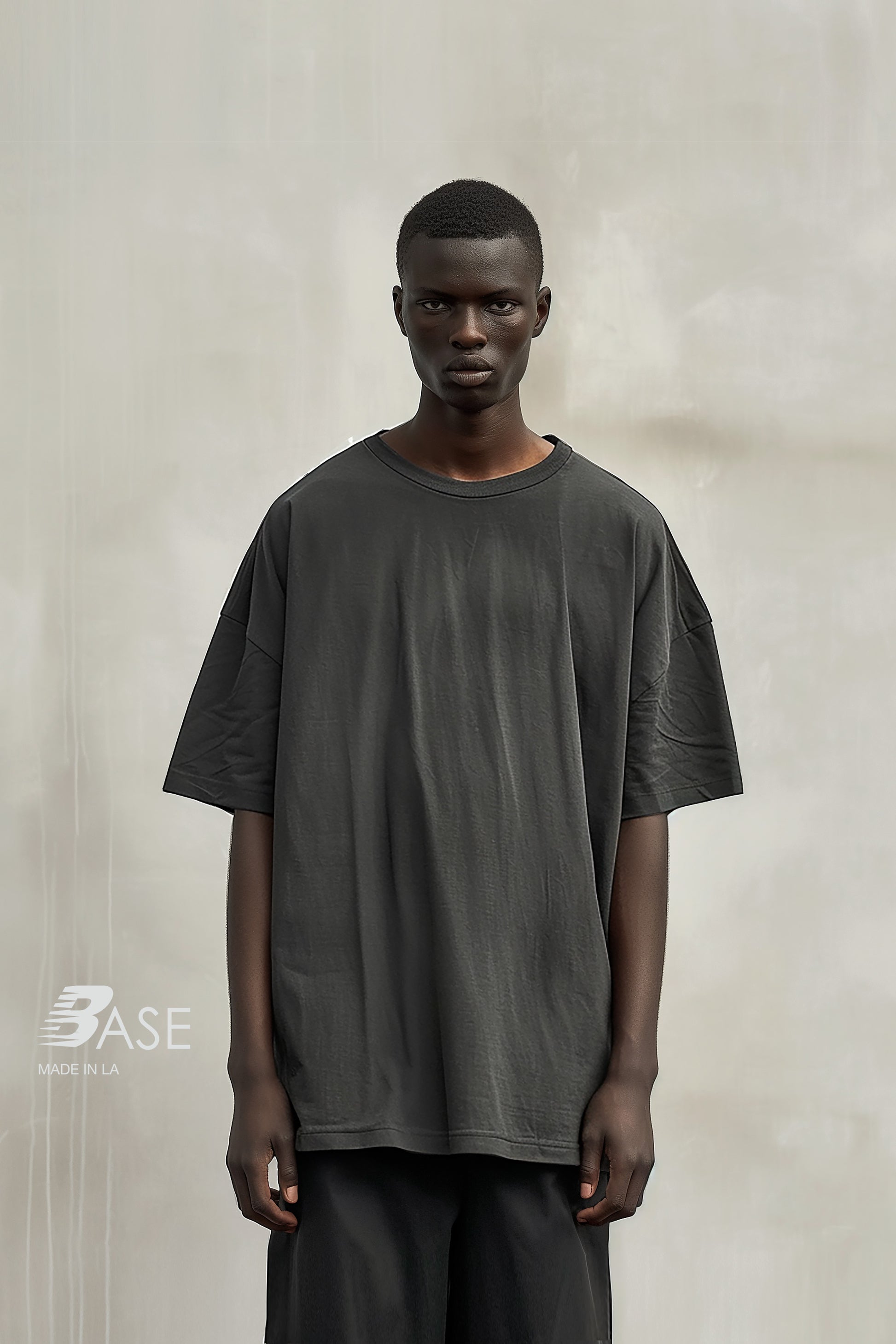 BASE Pigment dyed Charcoal. Best streetwear T-Shirt blanks. Made in LA