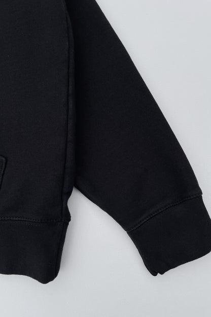 Sixelar Classic Heavyweight Black Blank Hoodie white cords sleeves and cuffs rib detail