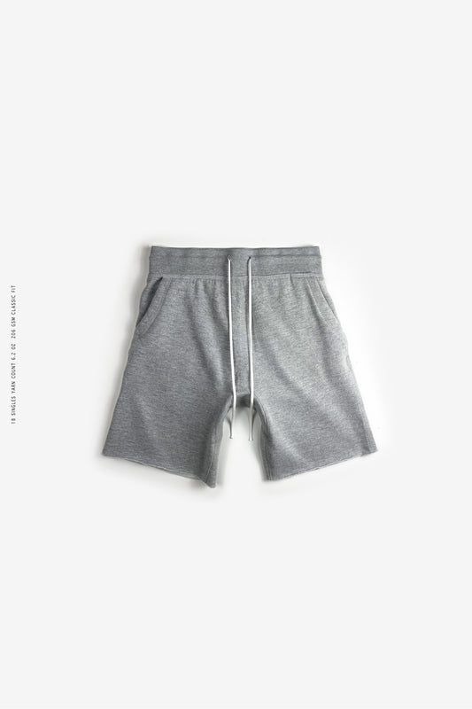 Raw Edge Fleece Shorts- Mens Grey/Black