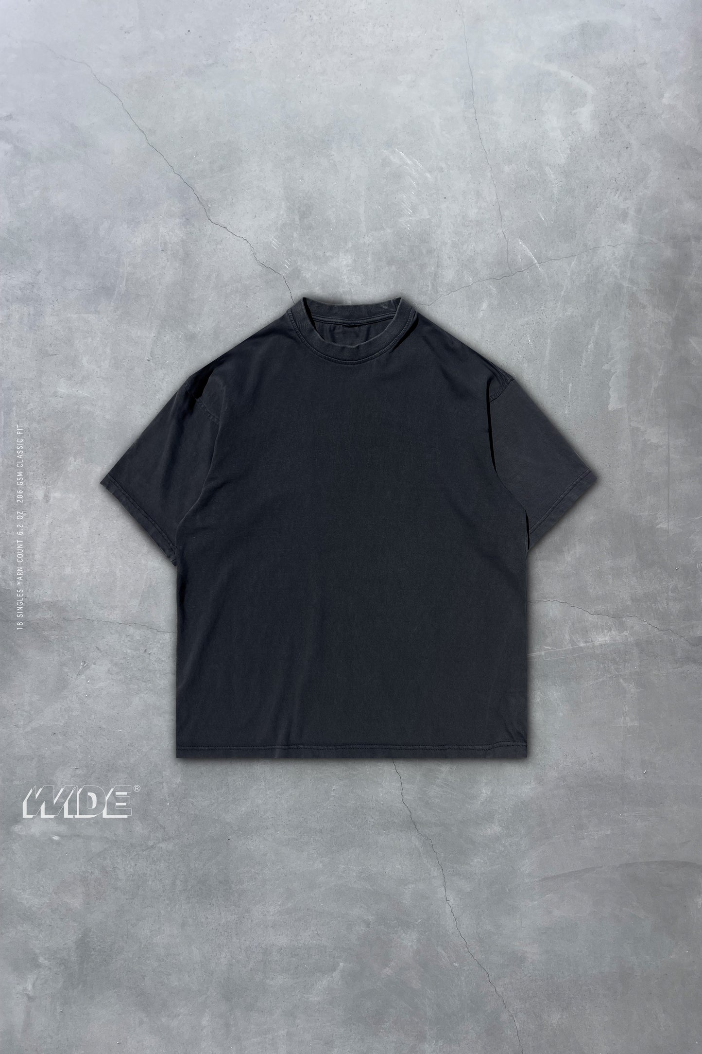 Sixelar WIDE Fit Heavy weight oversized wider frame drop shoulder blank faded black tees