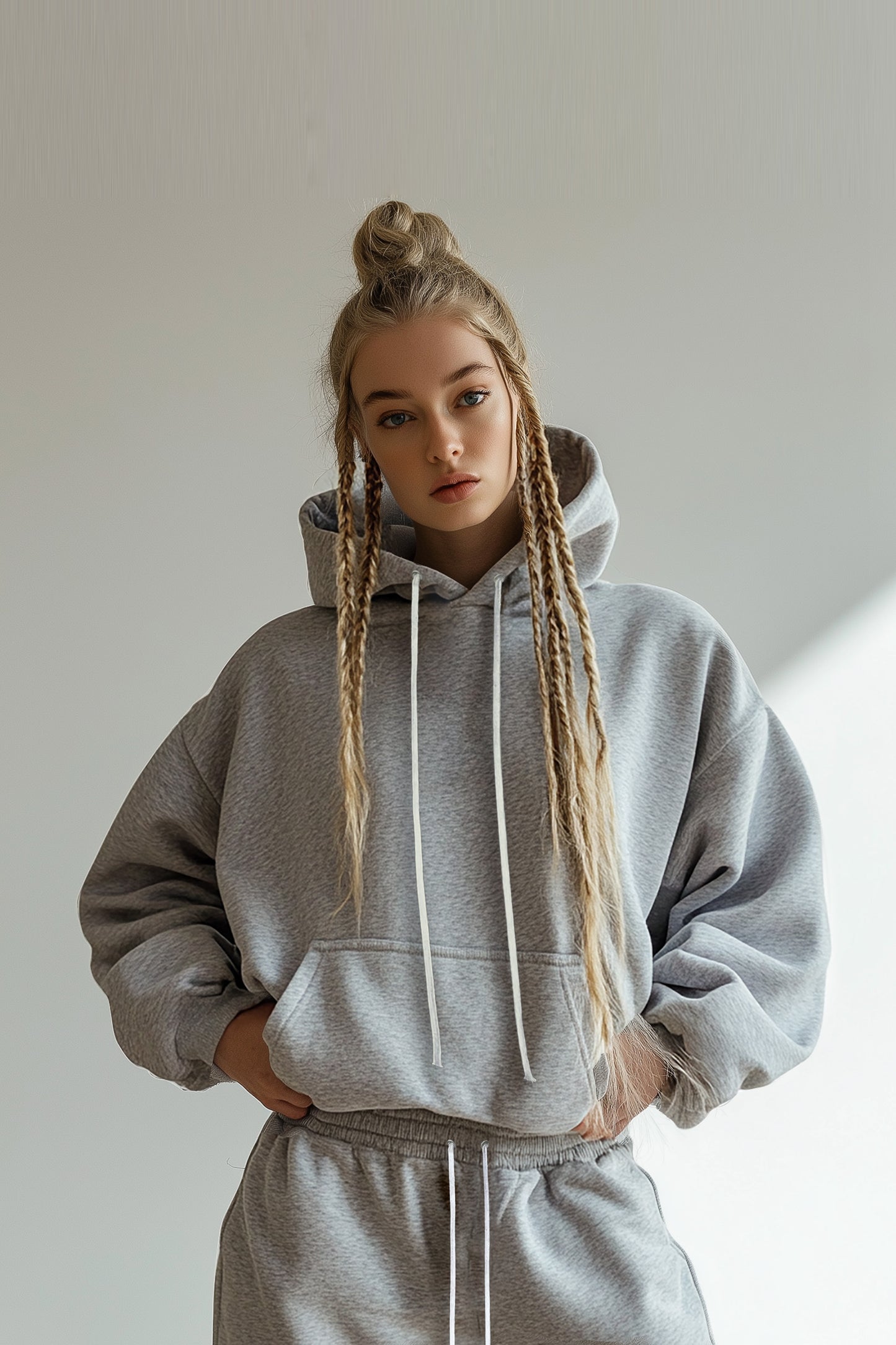 Sixelar Classic Heavyweight streetwear Blank Hoodie heather grey