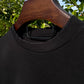 Sixelar distressed Long sleeve Black blank t-shirt rib detail