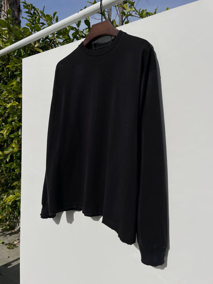 Sixelar distressed Long sleeve Black blank t-shirt. hanger