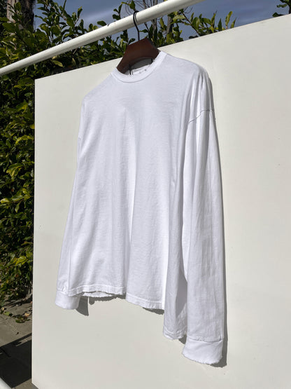 Sixelar Distressed Long sleeve white blank t-shirt. Luxury Blank tees 