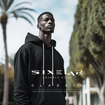 Sixelar Classic Heavyweight streetwear Black Blank Hoodie