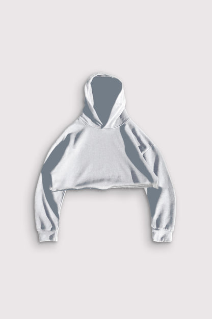 Sixelar cordless cropped hoodie white