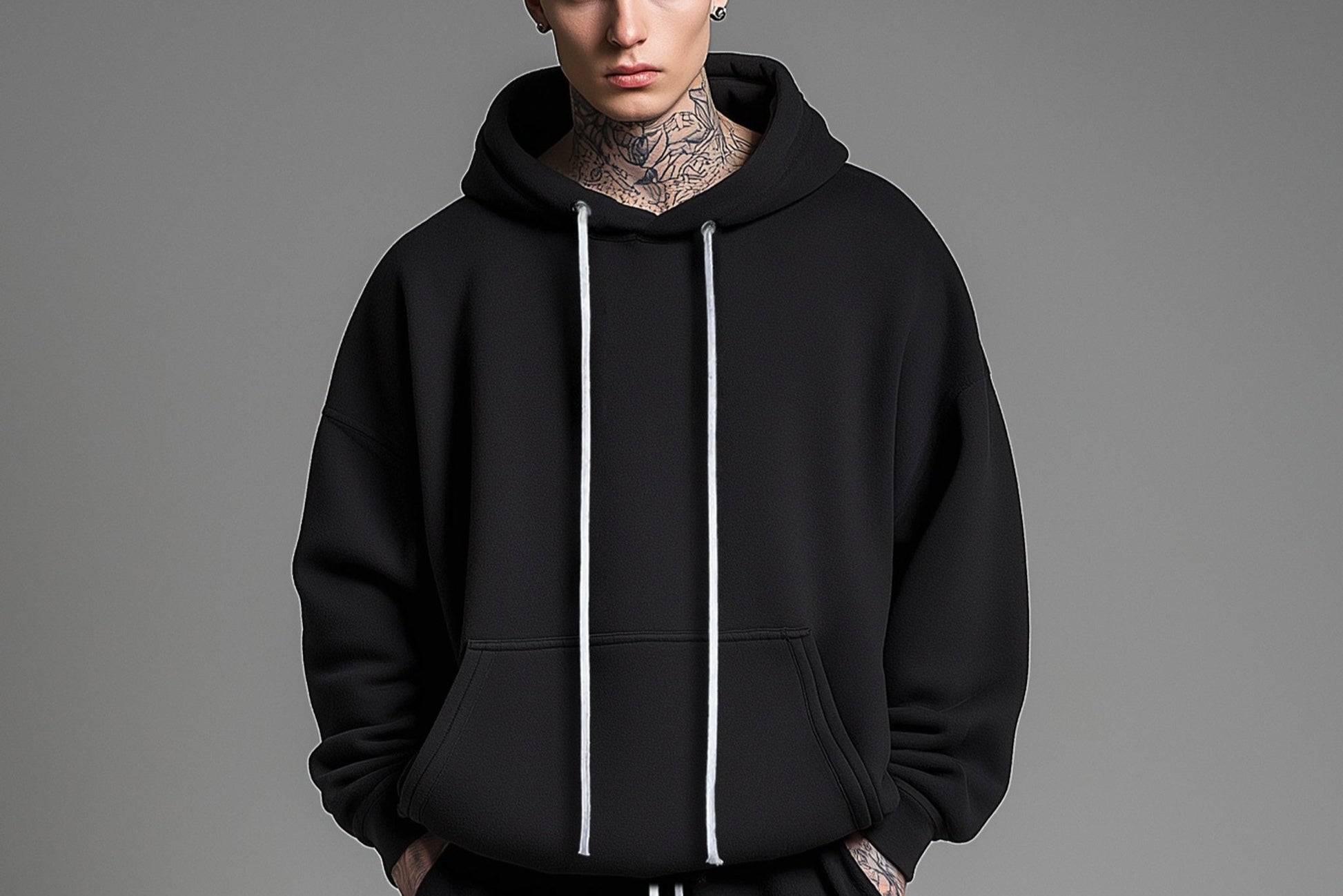 Sixelar Classic Heavyweight streetwear Blank Hoodie Black