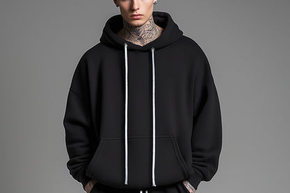 Sixelar Classic Heavyweight streetwear Blank Hoodie Black