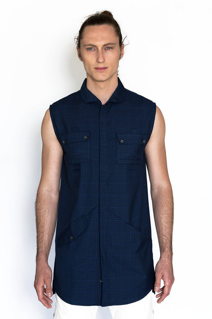 LAUREL PLAID SLEEVELESS SHIRT - SIXELAR