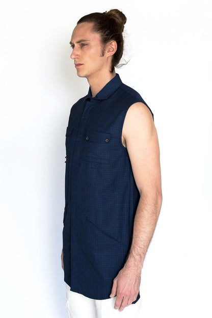 LAUREL PLAID SLEEVELESS SHIRT - SIXELAR