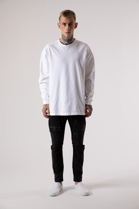 Sixelar Long sleeve White blank t-shirt front view